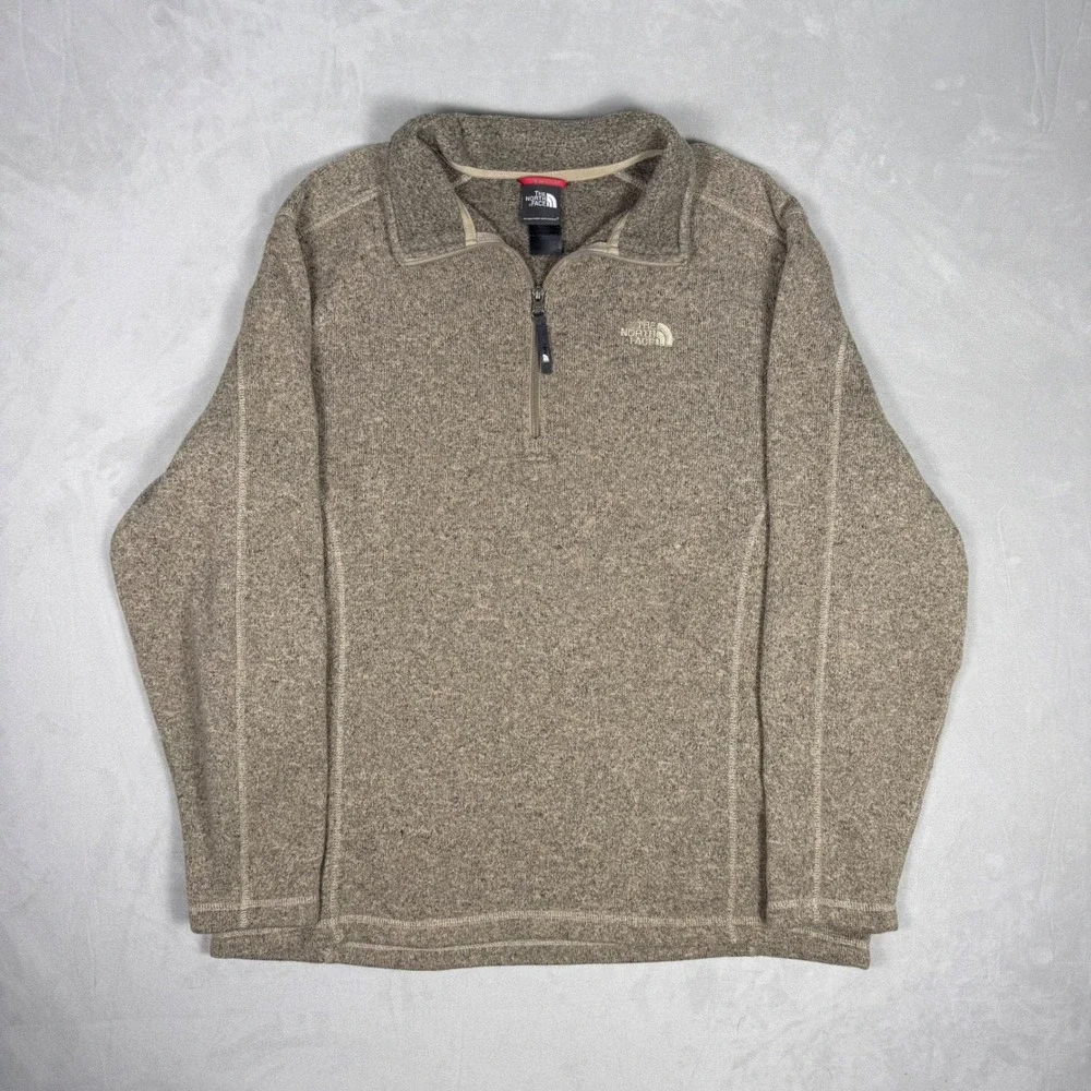 Y2K Mens The North Face Gordon Lyons Quarter Zip Sweater Fleece Tan XL